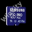 SAMSUNG Memóriakártya, PRO Plus microSDXC kártya 128GB, CLASS 10, UHS-I, U3, V30, A2, + Adapter, R180/W130