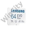 SAMSUNG Memóriakártya, EVO Plus microSDXC kártya, 64GB, UHS-I, U1, V10, A1, + SD Adapter, R160/W