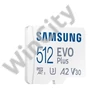 SAMSUNG Memóriakártya, EVO Plus microSDXC kártya, 512GB, UHS-1, U3, V30, A2, + SD Adapter, R160/W