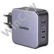 UGREEN CD289 hálózati töltő, 2x USB-C, 1x USB-A, GaN, 140W, kábel 1.5m (szürke)