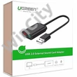 UGREEN 15 cm-es USB külső hangkártya (fekete)