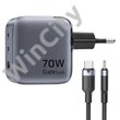 GaN Vention USB-C+C+A 70W töltő + USB-C-C kábel 1m (szürke)