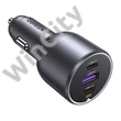 UGREEN EC705 autós töltő, USB + 2x USB-C, 130W + 1m 5A kábel