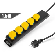 SZÜ-Delight 5 foglalatos 220V 1,5m fekete kültéri elosztó