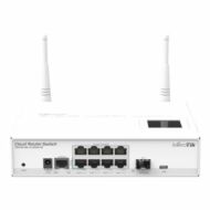 MIKROTIK Cloud Router Switch Wireless, 2,4GHZ, 8x1000Mbps + 1x1000Mbps SFP, Asztali - CRS109-8G-1S-2HND-IN