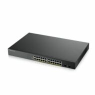 ZYXEL Switch 24x1000Mbps (24xPOE) + 2xGigabit SFP, Fémházas Menedzselhető (24GbE port), GS1900-24HPV2-EU0101F