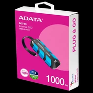 ADATA SSD Külső USB 3.2 1TB SC740, Type-C, Kék