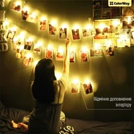 COLORWAY LED füzér fotócsipeszes fényképtartó 40 LED / 4,2M (CW-LCP-40L42B)