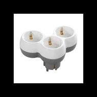 ORNO, OR-AE-13239(GS), 3x2P+E, 3-as elosztó, 230V, 16A, IP20, 123X84X58,5mm, Fehér/Szürke