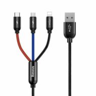 Baseus 3 az 1-ben USB-C / Lightning / Micro USB kábel 3,5A 0,3 m (fekete)