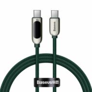 Baseus USB-C – USB-C kábel, tápellátás kijelzővel, 100 W, 1 m (zöld)