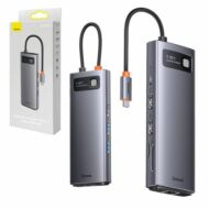 Baseus Metal Gleam Series 9 az 1-ben hub, USB-C - 32x USB 3.0 + 2x HDMI + USB 2.0 + USB-C PD + Ethernet RJ45 + microSD/SD