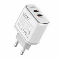 MFi wall charger LDNIO A2528M, 2xUSB-C, USB-C to Lightning 35W