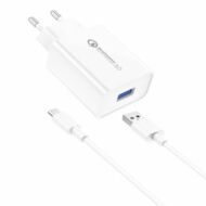 Wall Charger Foneng EU13  + USB to Micro USB Cable, 3A (White)