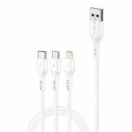 Foneng X36 3in1 USB to USB-C / Lightning / Micro USB Cable, 2.4A, 1,2m (White)