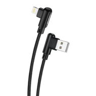 Angled USB cable for Lightning Foneng X70, 3A, 1m (black)