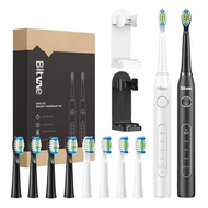 Sonic toothbrushes with tips set and 2 toothbrush holders Bitvae D2+D2 (white and black)