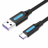 USB 2.0 A to USB-C Cable Vention CORBI 5A 3m Black PVC