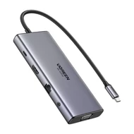 Ugreen CM639 USB-C Hub, HDMI, VGA, 2x USB-C 3.2 10Gbps, 2x USB, SD/TF, RJ45, AUX 3.5mm, PD, 4K 60 Hz