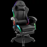 Spirit of Gamer szék - SIRIUS (RGB, állítható dőlés/magasság; kihajtható lábtartó; max.120kg-ig, fekete)