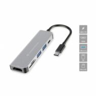 Conceptronic Notebook Dokkoló - DONN02G (Bemenet: USB-C, Kimenet: HDMI+USB-C PD:60W+USB-A+SD/TF, szürke)