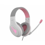 Fejhallgató Meetion MT-HP021 gamer 3,5 mm Jack+USB fehér/pink