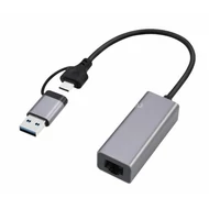 Hálókártya Gembird USB 3.1 + type-C Gigabit network adapter Space Grey