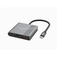 Portbővítő Gembird USB Type-C 3-in-1 Multi-Port Adapter Space Grey