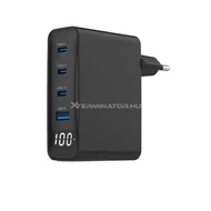 Adapter Gembird 4-port 100W GaN USB fast charger, LCD, black