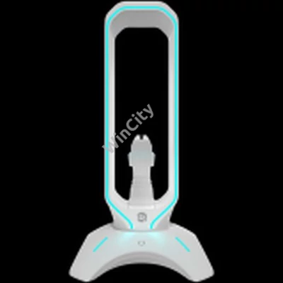 CANYON WH-200, Gaming 3 in 1 Headset stand, Bungee and USB 2.0 hub, 2 USB hub, 1.5m standard USB to USB 5mm PVC cable, Weighted design with non-slip grip, Touch switch to control LED light, Pearl white, size:126*126*251mm, 383g
