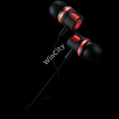 CANYON Stereo earphones with microphone, 1.2M, red