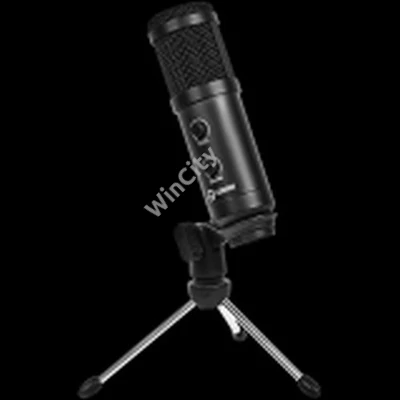 LORGAR Soner 313, Gaming Microphone, USB condenser microphone with Volume Knob & Echo Knob, Frequency Response: 80 Hz—17 kHz, including 1x Microphone, 1 x 2.5M USB Cable, 1 x Tripod Stand, dimensions: Ø47.4*158.2*48.1mm, weight: 243.0g, Black