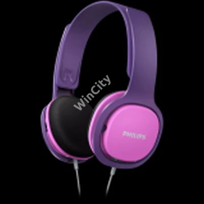 PHILIPS Ultralight headphones for kids, Noise Isolating ear cushions, 32 mm speaker, 12-22000Hz, 32Ohm impedance, neodym magnet, 99dB sensitivity, 3,5 mm connector, pink-purple