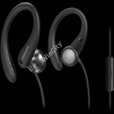 PHILIPS In-ear sports headphones with mic TAA1105BK/00 - 1.2mm cable, 15mm drivers, ear-hook, 3.5mm jack, 15mm drivers, black