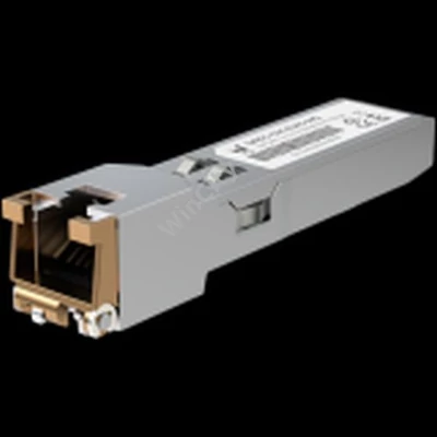 Ubiquiti UACC-CM-RJ45-MG SFP+ to RJ45 adapter, 1/2.5/5/10 GbE is a RJ45 transceiver that can be inserted into an SFP port in order to connect a copper Ethernet cable