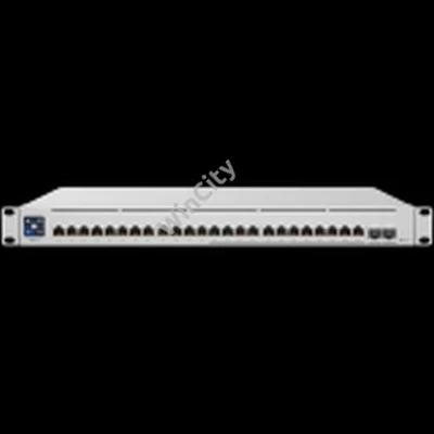 UBIQUITI Enterprise 24 PoE; (12) 2.5 GbE, (12) GbE; all PoE+ ports; (2) 10G SFP+ ports; 400W total PoE availability; DC power backup-ready; Layer 3 switching.