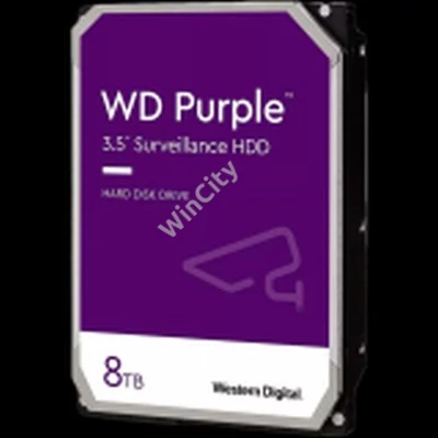 HDD Video Surveillance WD Purple 8TB CMR, 3.5'', 256MB, 5640 RPM, SATA, TBW: 180