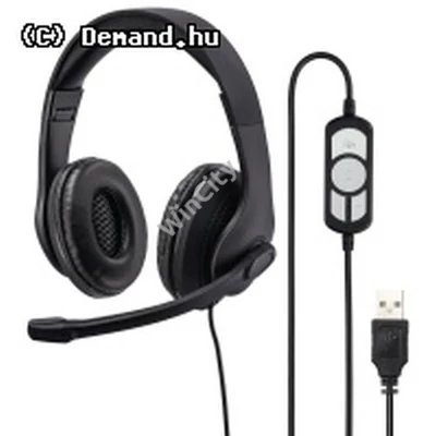 Fejhal +mikrofon Hama USB-300 headset Black 139924