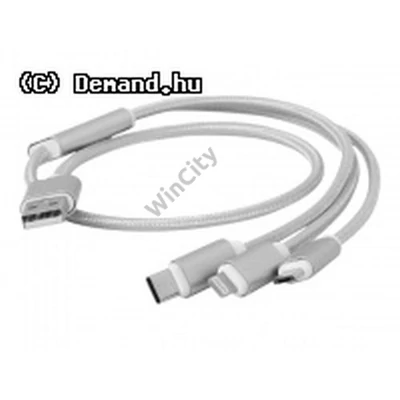 Kab USB A-microB+Type C+Lightning 3in1 1mSilverCC-USB2-AM31-1M-S