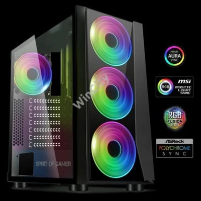 HZS-Spirit of Gamer GHOST III RGB fekete ablakos táp nélküli ház