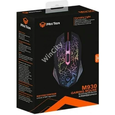 MOU-Meetion MT-M930  fekete RGB Gamer USB egér