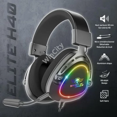 HKM-Spirit of Gamer ELITE H40 MultiPlatform fekete RGB Headset