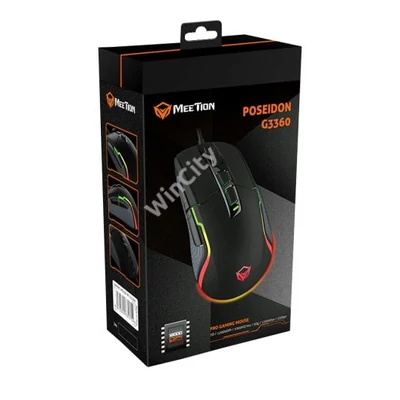 MOU-Meetion MT-G3360 fekete RGB USB egér