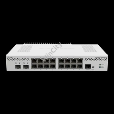 MikroTik 2004-16G-2S+PC passzív hűtéssel, 16x gigabit RJ45 port, 2x SFP+ 10G port, 4GB RAM