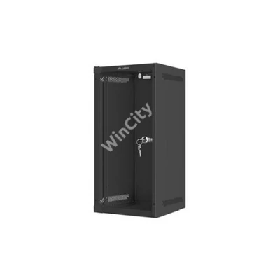 Lanberg 10" fali rack szekrény 12U/280X310, üvegajtó, lapraszerelt, fekete