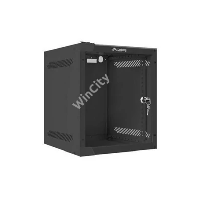 Lanberg 10" fali rack szekrény 6U/280X310, üvegajtó, lapraszerelt, fekete