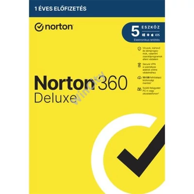 SW Norton 360 Deluxe - 21417483 - 50GB HU 1 felhasználó, 5 eszköz/1 év, elektronikus licenc