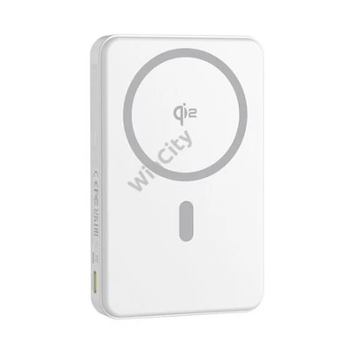 Baseus Airpow II Qi2 Magnetic vezeték nélküli gyorstöltő powerbank 10000 mAh, 22.5W, fehér + 60W USB Type-C, 30cm kábel