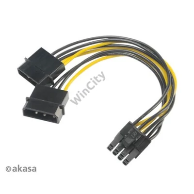 ADA Akasa 4pin Molex - 6+2pin PCIe adapter - 15cm - AK-CBPW20-15