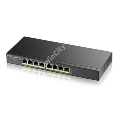 ZYXEL Switch 8x1000Mbps (8xPOE), Fémházas, Menedzselhető (8GbE port), GS1900-8HP-EU0103F